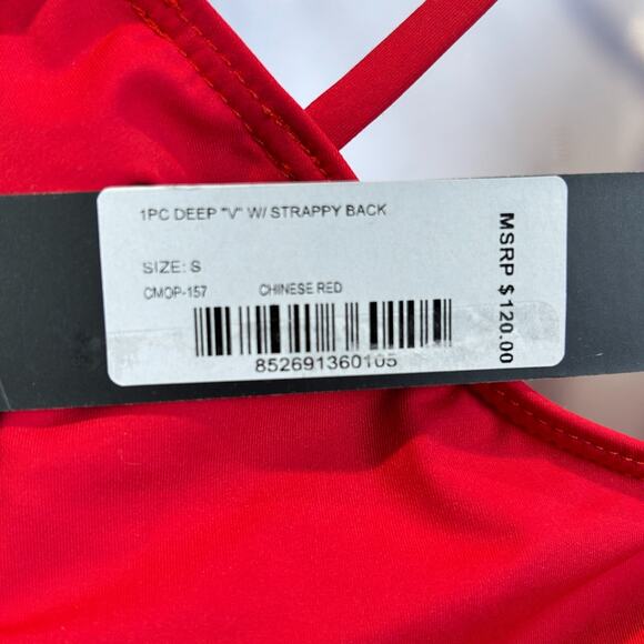 Catherine Malandrino One Piece Deep V w/ Strappy Back Swimsuit Women's Small NWT - Picture 2 of 10